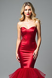Sweetheart Red Backless Long Prom Dress