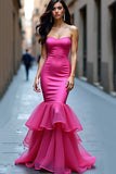 Sheath Fuchsia Sweetheart Long Prom Dress