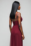 Long Chiffon Burgundy Elegant A Line Bridesmaid Dress