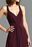 V-Neck Cabernet A Line Long Formal Dress