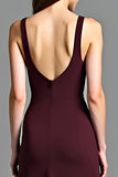 V-Neck Cabernet A Line Long Formal Dress