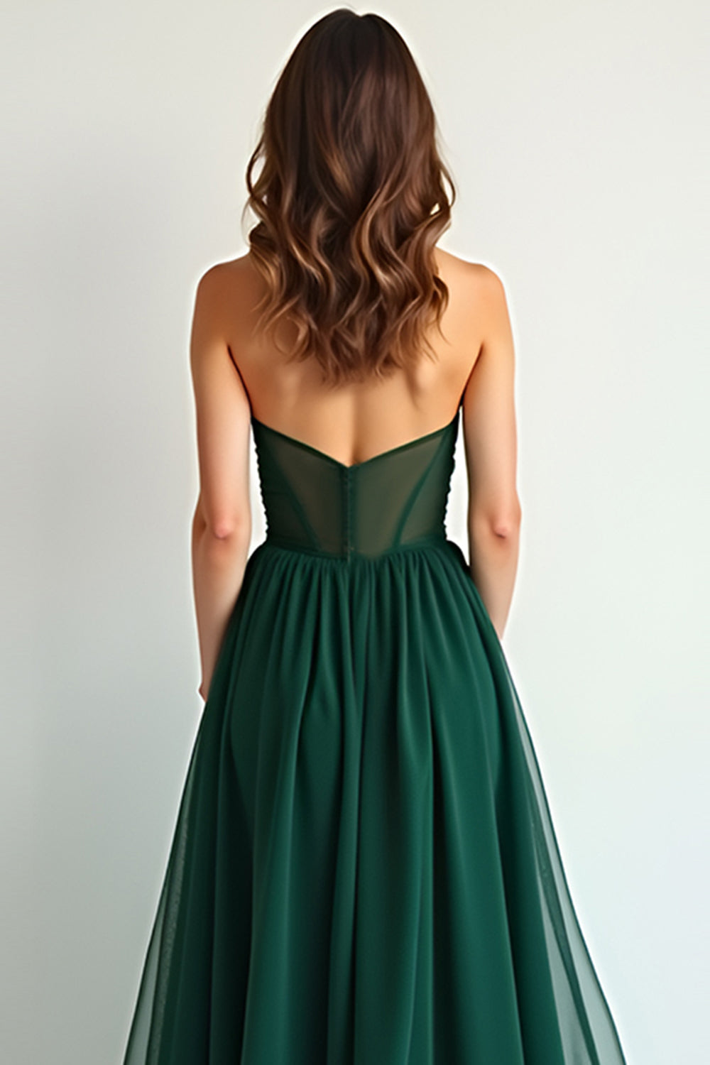 Sweetheart Dark Green A Line Ruched Long Bridesmaid Dress with Slit