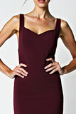 Sheath Cabernet Backless Tea Length Bridesmaid Dress