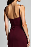 Asymmetrical Cabernet Sheath Tea Length Bridesmaid Dress