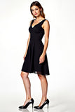 A Line Black Backless Knee-Length Graduation Dress