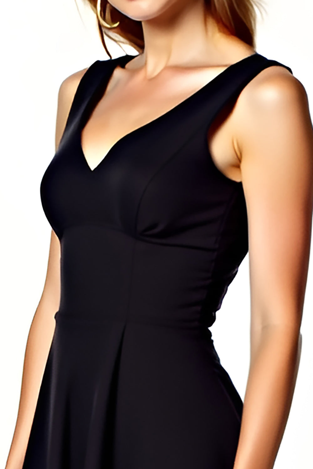 A Line Black Backless Knee-Length Graduation Dress