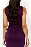 Sleeveless Purple Scoop Knee Length Mother of the Bride Dress