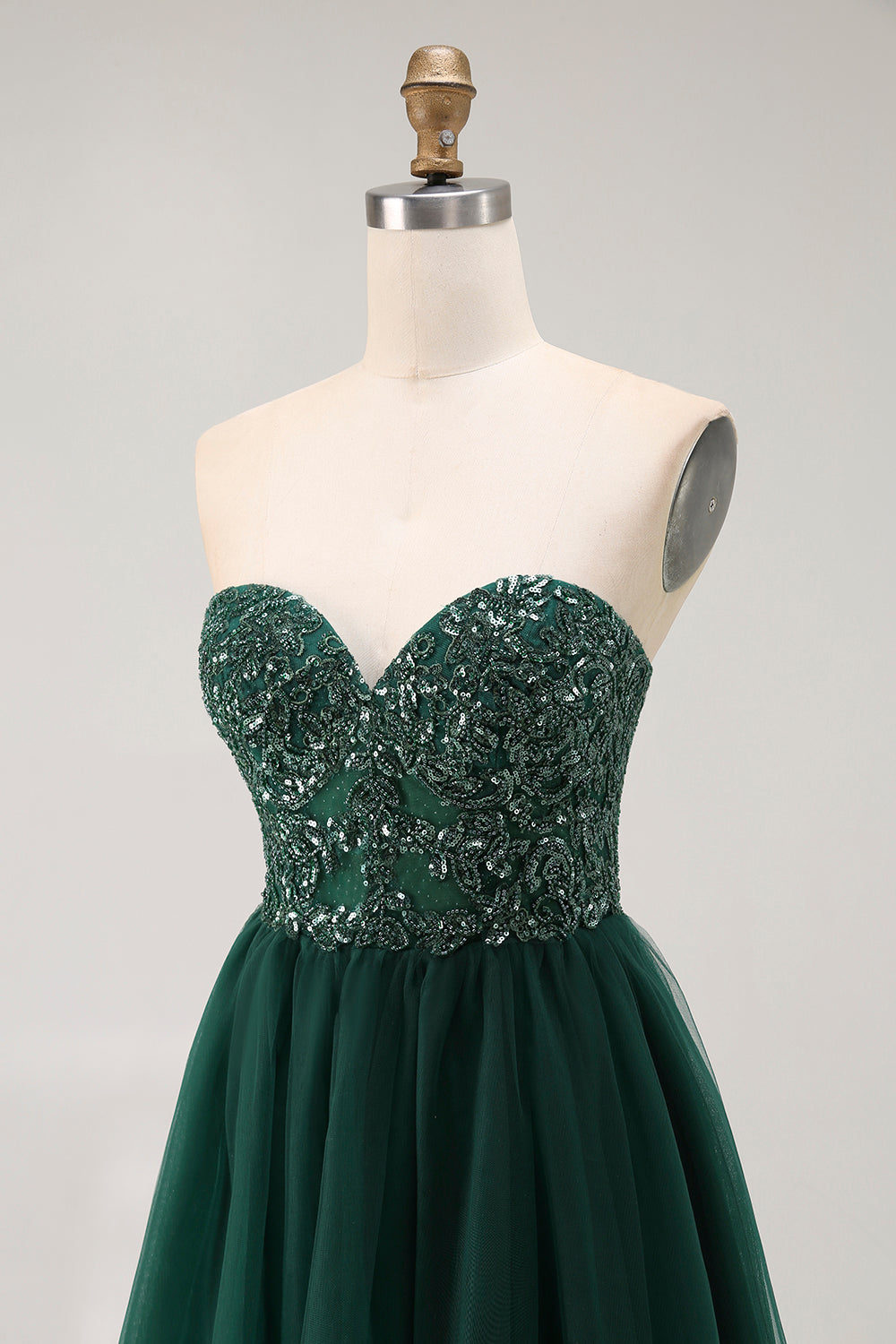 Sparkly Dark Green Sweetheart Long Prom Dress with Sequins