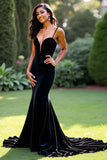 Deep V-Neck Long Black Mermaid Prom Dress