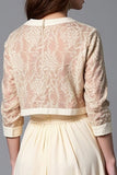 A Line Champagne Half Sleeve Tea-Length Mother of the Bride Dress