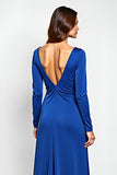 Sheath Royal Blue Long Sleeves Mother of the Bride Dress with 3D Flowers
