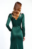Pine Round Neck Floral Mother of the Bride Dress with Long Sleeves