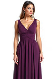 A Line Ruhced Purple Backless Long Mother of the Bride Dress