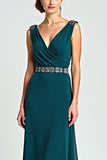Peacock Chiffon A Line Long Mother of the Bride Dress