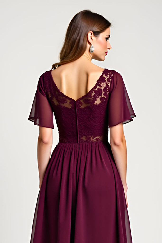 Cicinia V-neck Cabernet Mother Of The Bride Dress Plus Size Long A-line Tea Length Half Sleeves main image 1