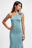 Blue Sheath Floral Long Wedding Guest Dress