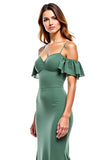 Eucalyptus Chiffon Sheath Long Wedding Guest Dress