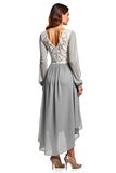 Silver Ivory Chiffon A Line High-Low Bridesmaid Dress