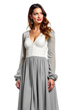 Silver Ivory Chiffon A Line High-Low Bridesmaid Dress