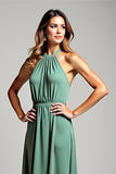 Eucalyptus A Line Halter Long Bridesmaid Dress