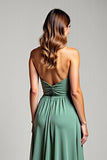 Eucalyptus A Line Halter Long Bridesmaid Dress