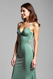 Eucalyptus Backless Satin Long Bridesmaid Dress