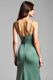 Eucalyptus Backless Satin Long Bridesmaid Dress