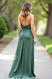 Halter Eucalyptus Chiffon Long Bridesmaid Dress