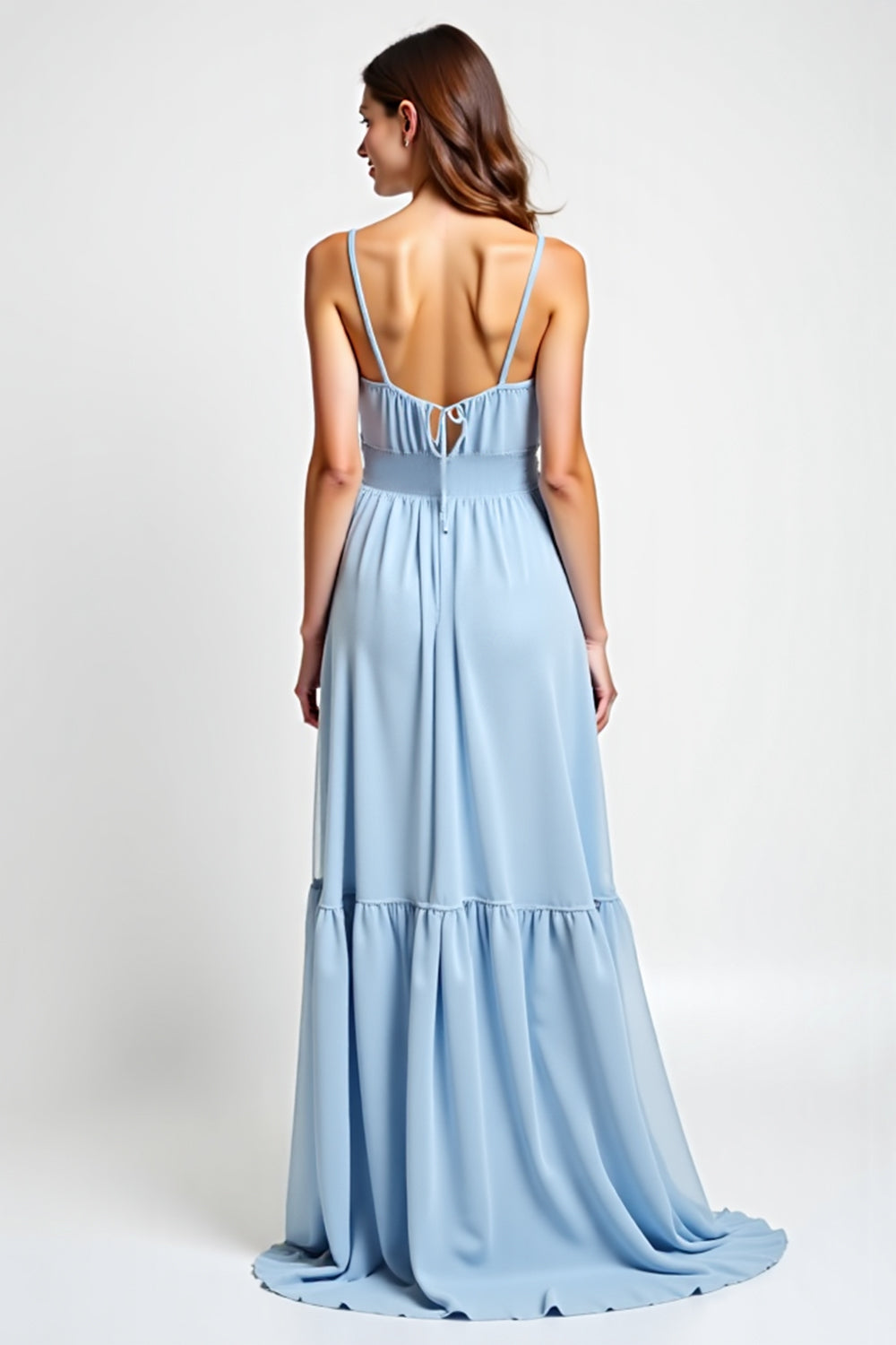 Sweetheart Sky Blue Chiffon Long Bridesmaid Dress