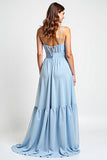 Sweetheart Sky Blue Chiffon Long Bridesmaid Dress