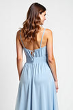 Sweetheart Sky Blue Chiffon Long Bridesmaid Dress