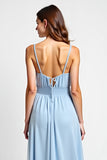Sweetheart Sky Blue Chiffon Long Bridesmaid Dress