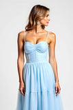 Sky Blue Long A Line Chiffon Bridesmaid Dress