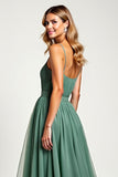 Eucalyptus Square Neck Chiffon Long Bridesmaid Dress