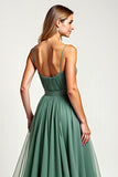Eucalyptus Square Neck Chiffon Long Bridesmaid Dress