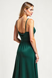 Pine Chiffon V-Neck Long Bridesmaid Dress