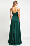 Spaghetti Straps Pine Backless Long Bridesmaid Dress