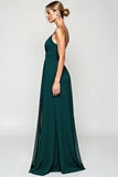 Pine A Line Long Chiffon Bridesmaid Dress with Slit
