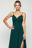 Pine A Line Long Chiffon Bridesmaid Dress with Slit