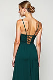 Pine A Line Long Chiffon Bridesmaid Dress with Slit