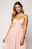 Sweetheart Blush Pink A Line Long Bridesmaid Dress