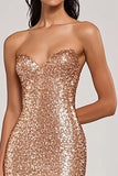 Sparkly Champagne Sequins Long Prom Dress with Slit