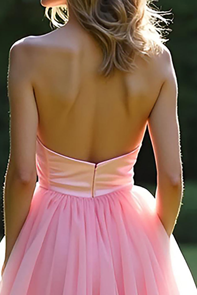 Strapless A Line Pink Long Formal Dress main image 1