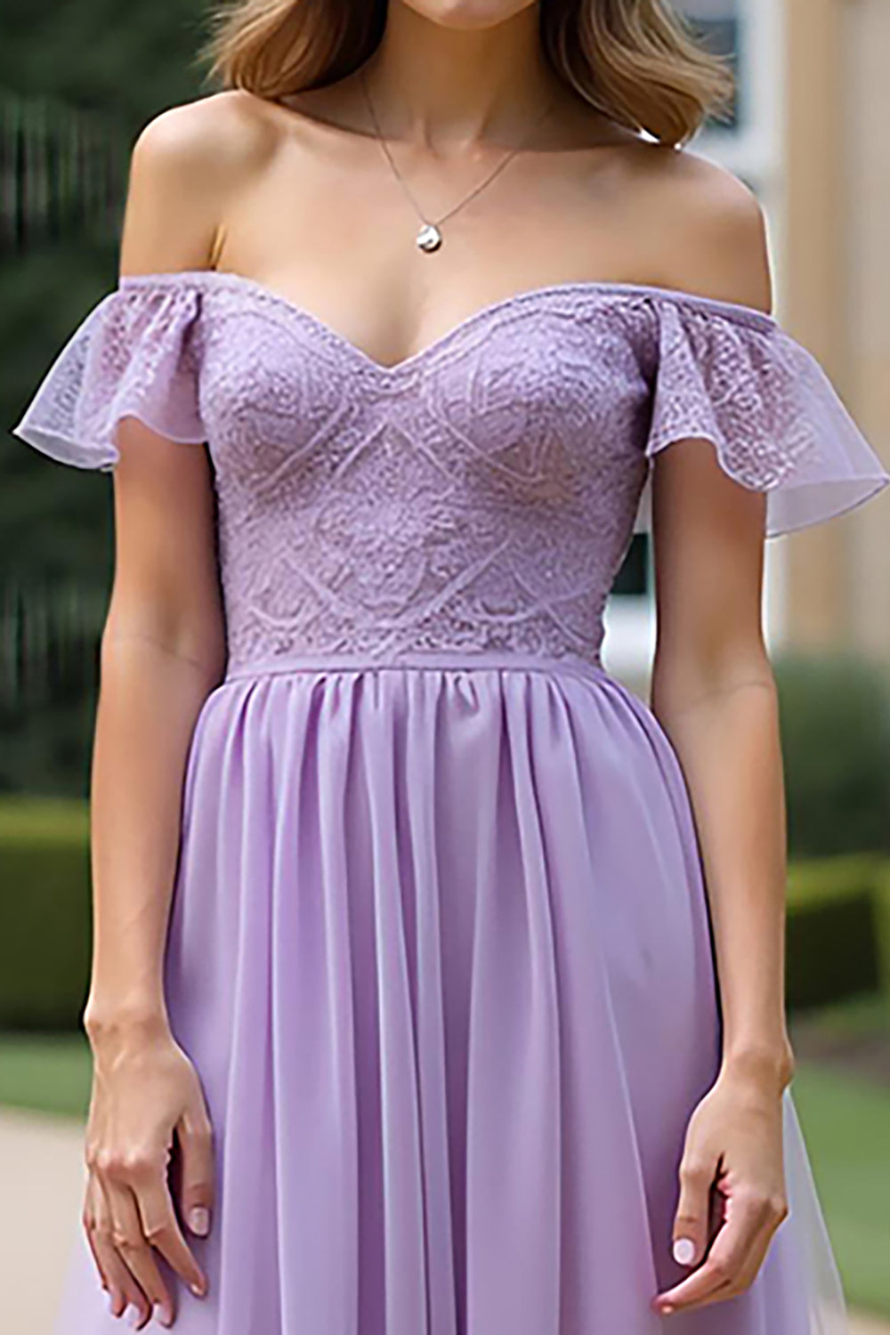 Ruched A Line Tulle Lilac Long Formal Dress