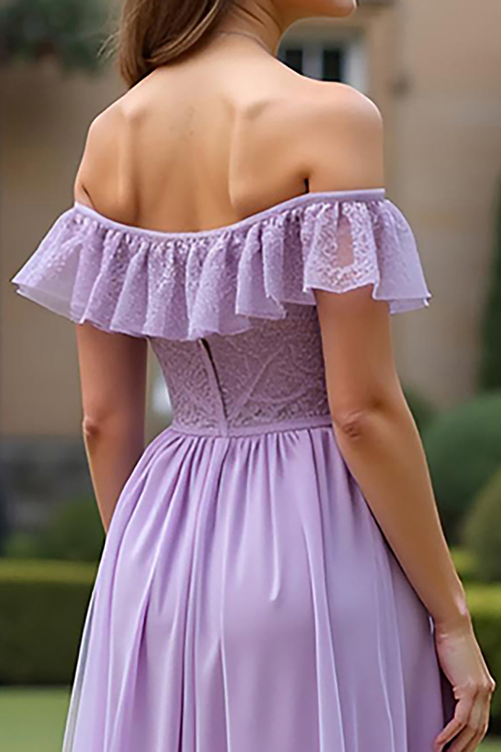 Ruched A Line Tulle Lilac Long Formal Dress