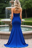 Sheath Strapless Royal Blue Long Formal Dress