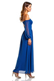 Royal Blue A Line Chiffon Long Formal Dress with Sleeves