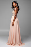 Champagne A Line Sweetheart Long Formal Dress