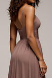 Chiffon Dusk Deep V-Neck Long Formal Dress with Slit