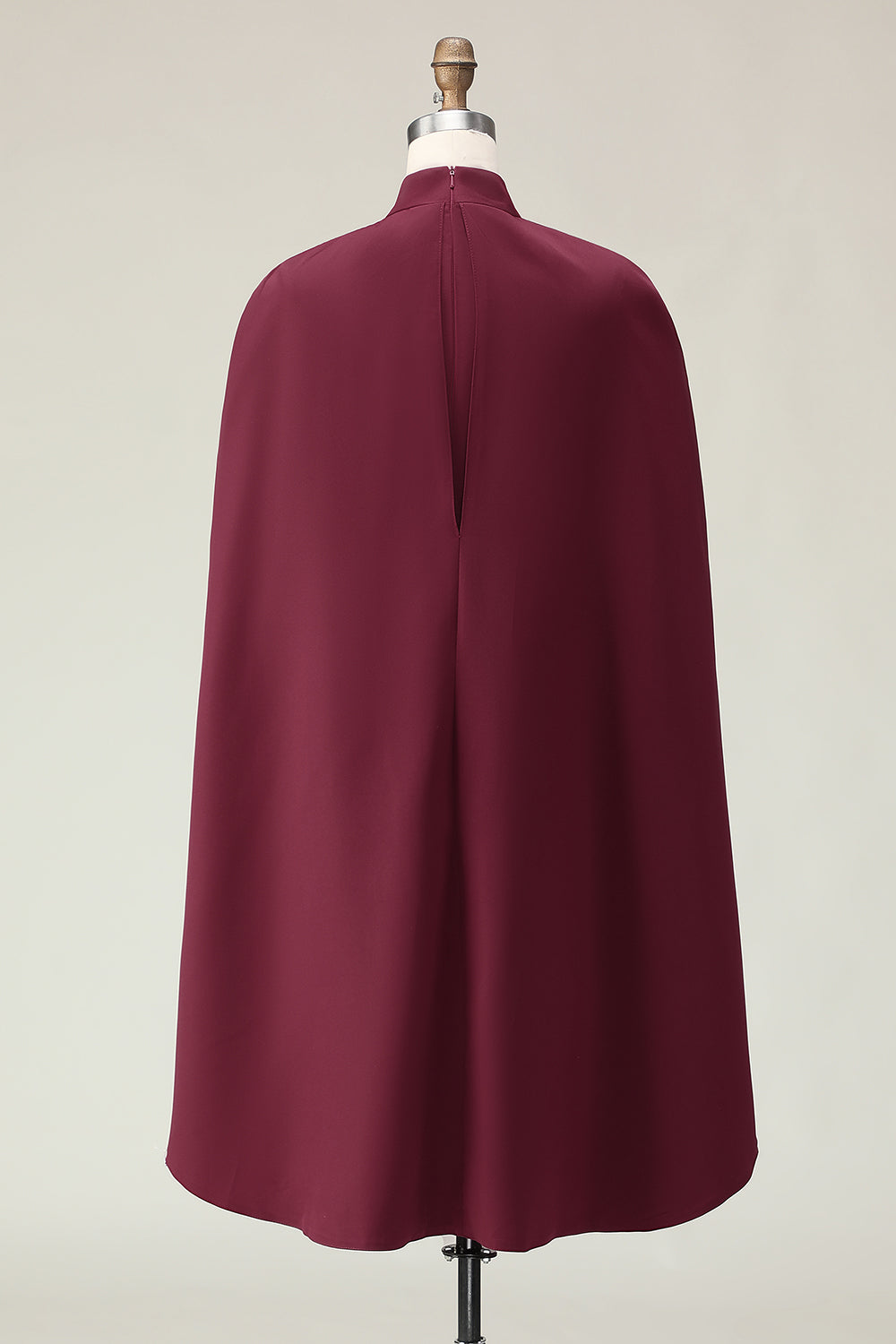 Burgundy High Neck Sheath Knee-Length Formal Dress with Shawl